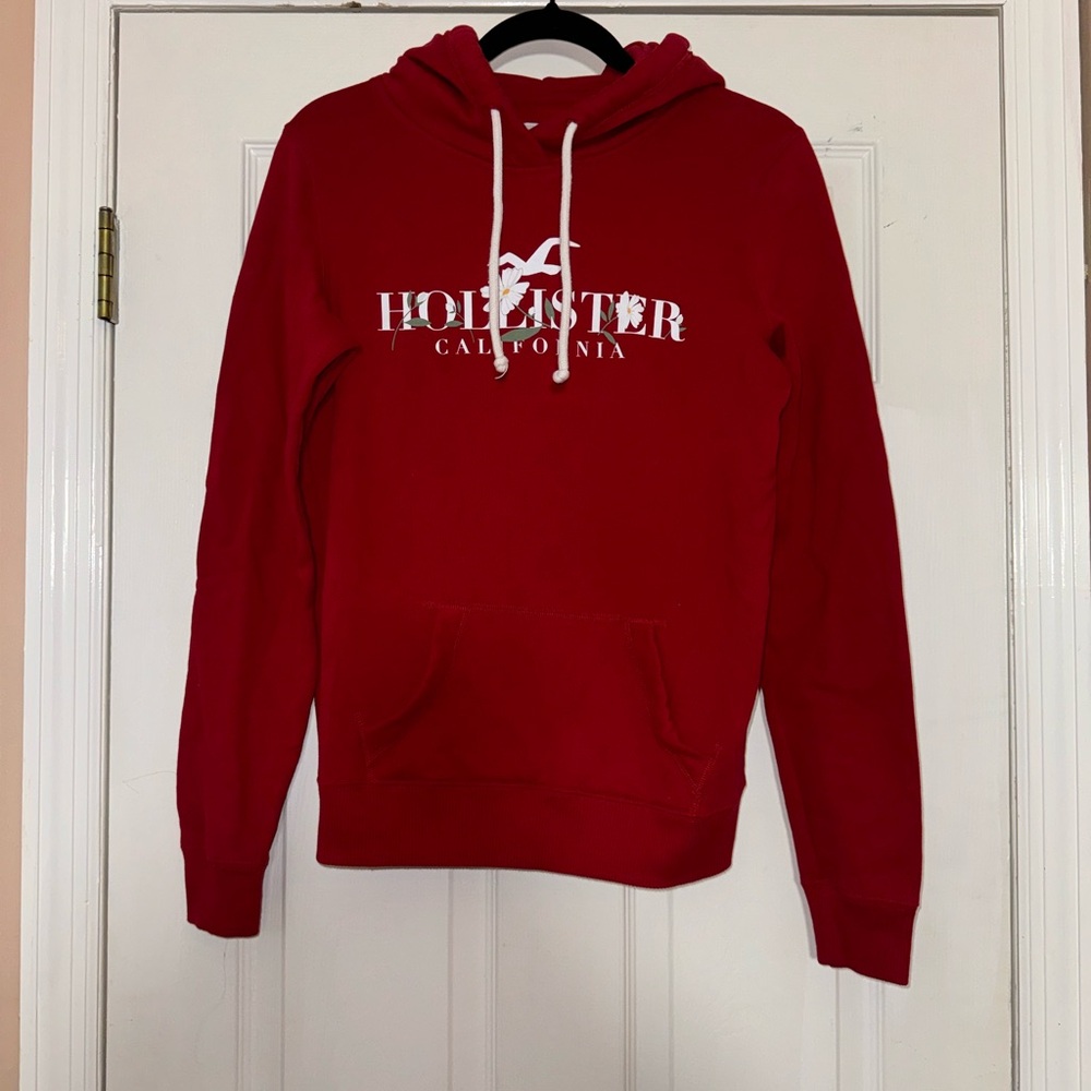 Women’s Red Hollister Floral Logo Hoodie